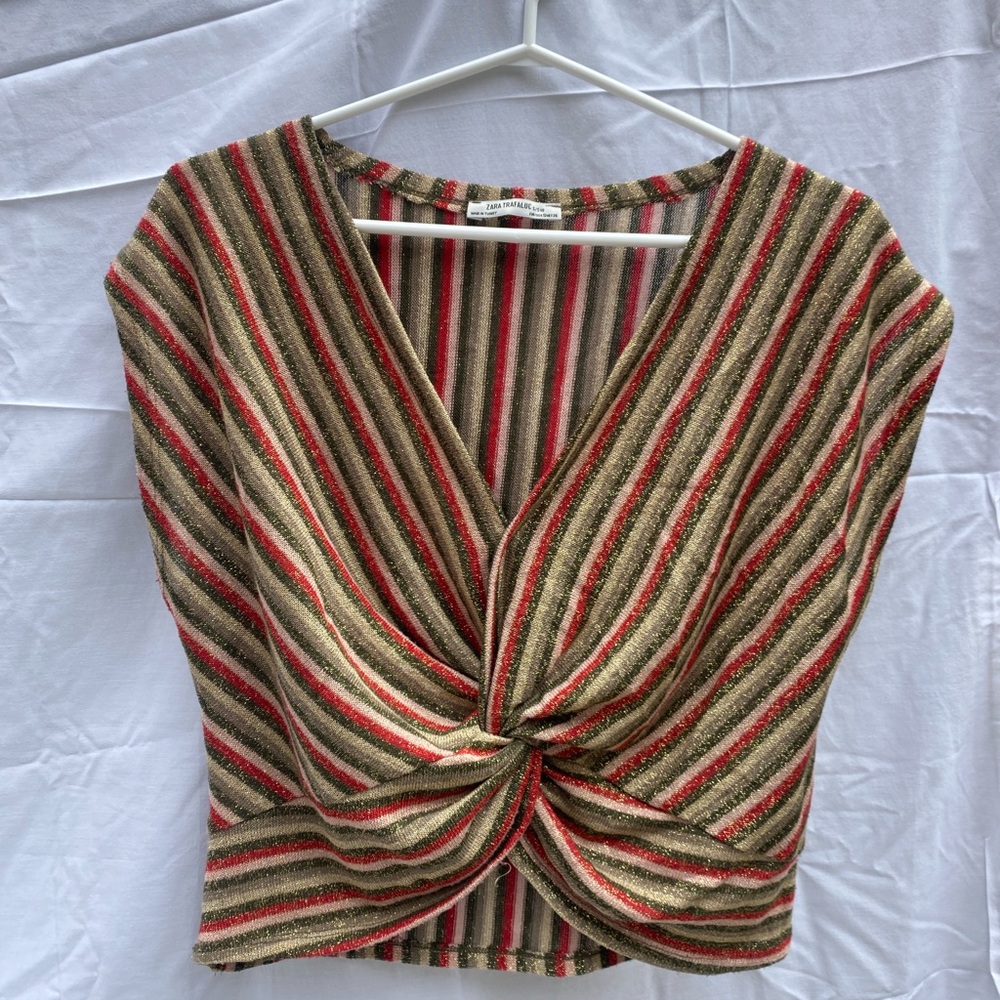Zara metallic knit top
